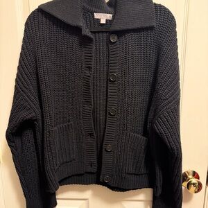 J. Crew Black Chunky Button-Up Cardigan